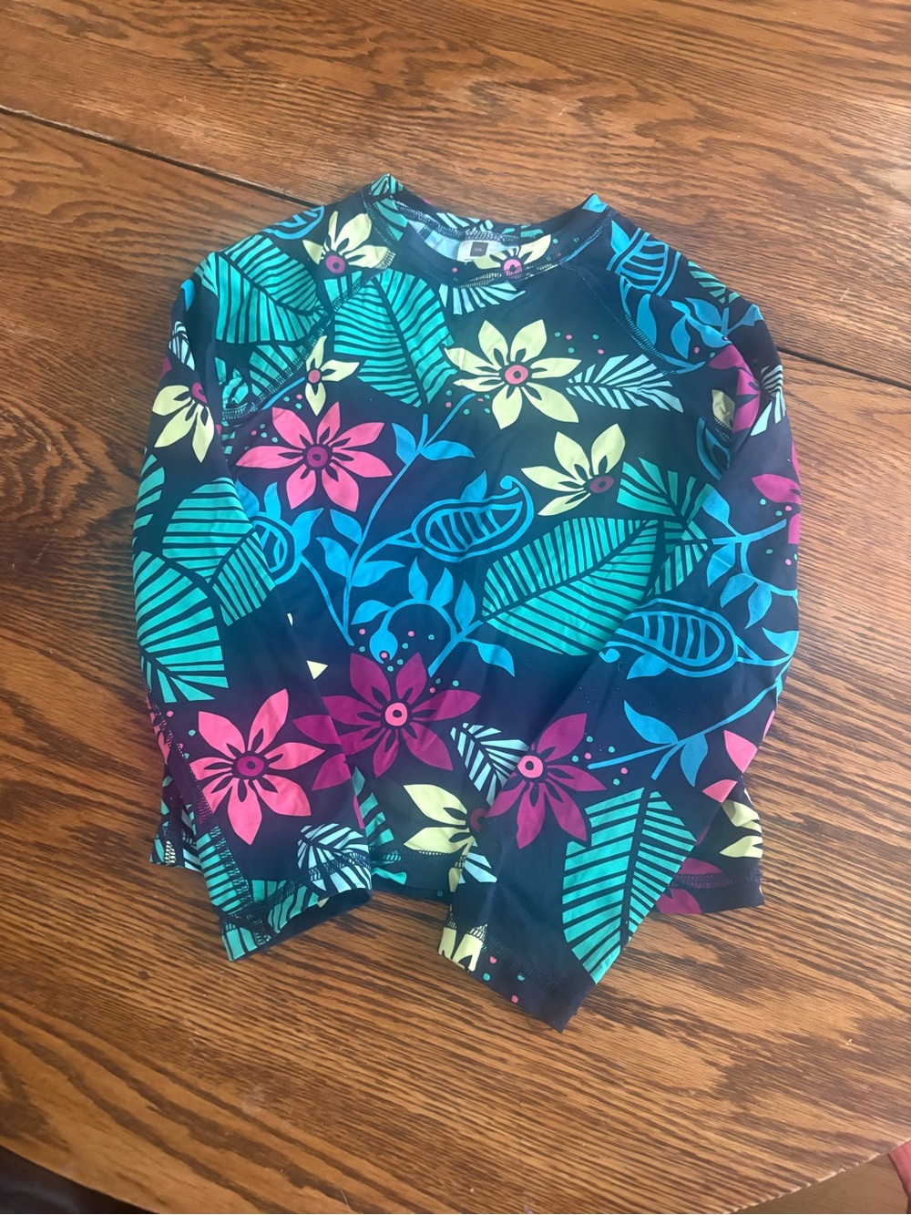 Tea Collection Kids Floral Rash Guard in Black, Teal, Pink, Yellow